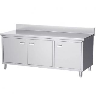customize stainless steel food processing and storage workbench with cabinet