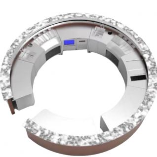customize circular stainless steel bar table with marble tabletop
